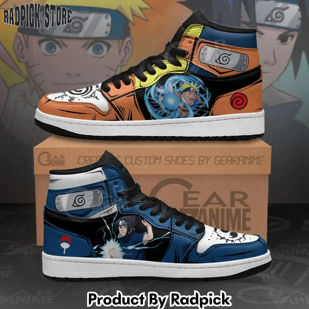 Uzumaki vs sasuke air jordan high top sneakers anime shoes  rp0354529